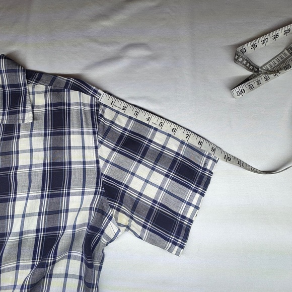 Zara Blue and White Plaid Cotton Casual Shirt Large - Picture 15 of 15